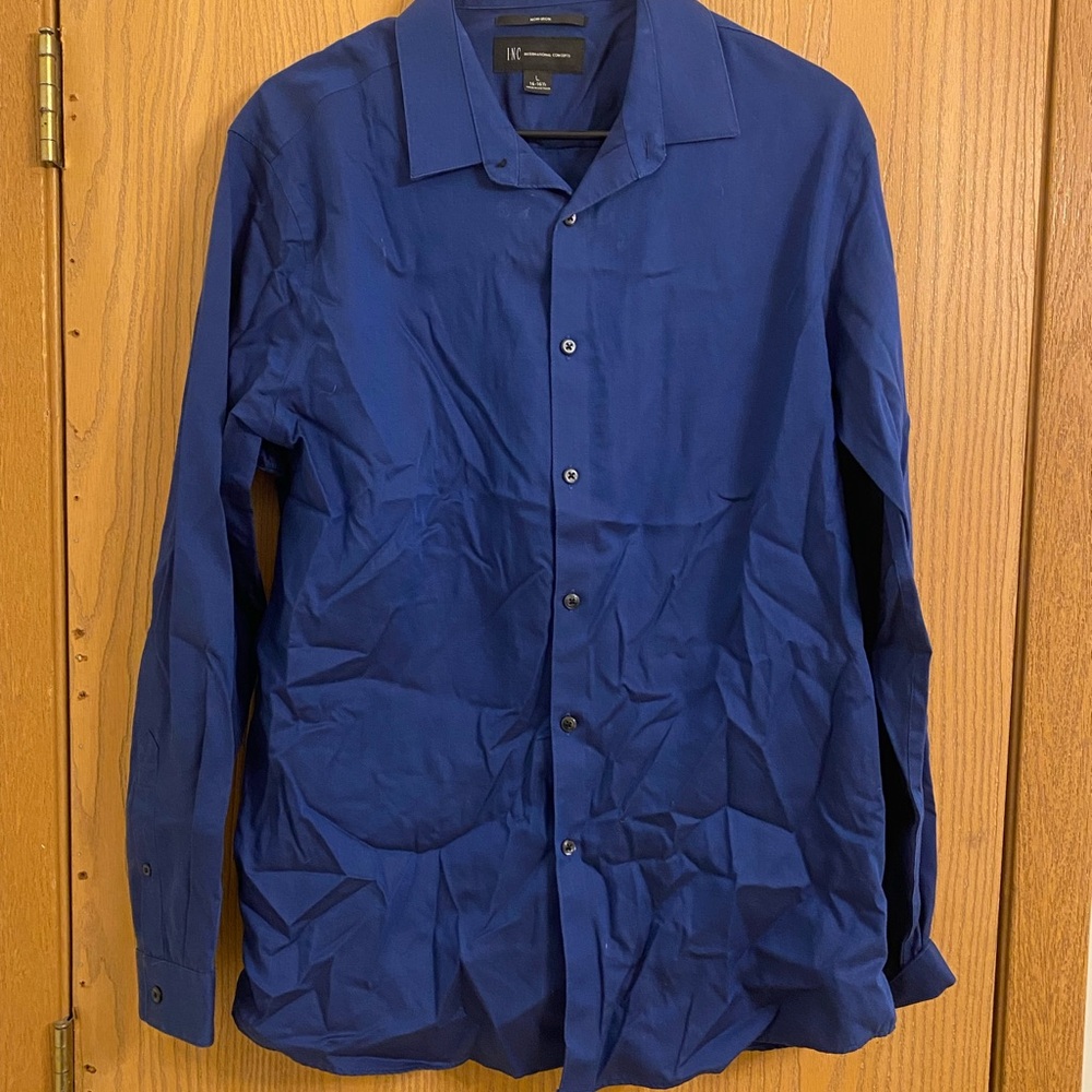 INC International Concepts Blue Lightweight Shirt Jacket Size Large